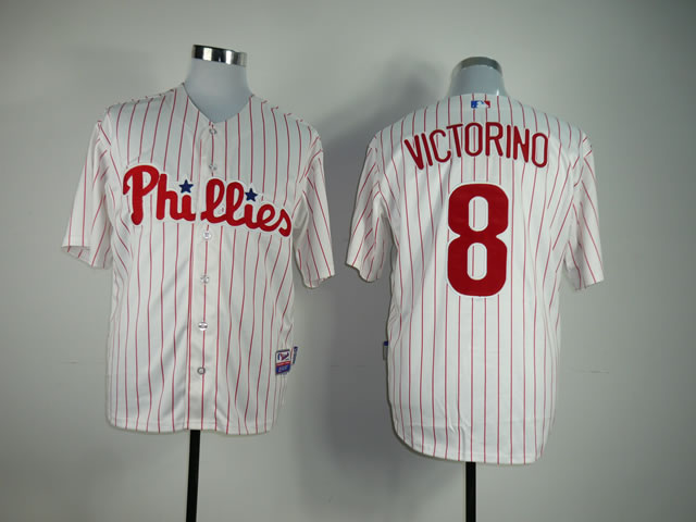 Men Philadelphia Phillies #8 Victorino White MLB Jerseys